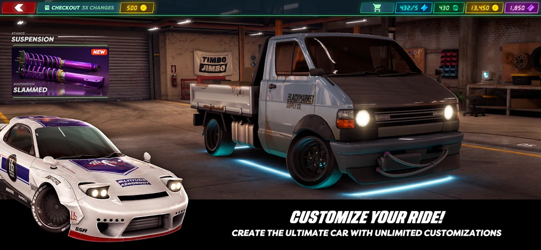 Neon Drift Online, UI-сцена гоночного прогресса из Google Play